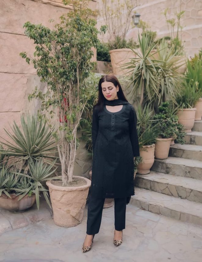3-Piece chickenkari  Suit jet black