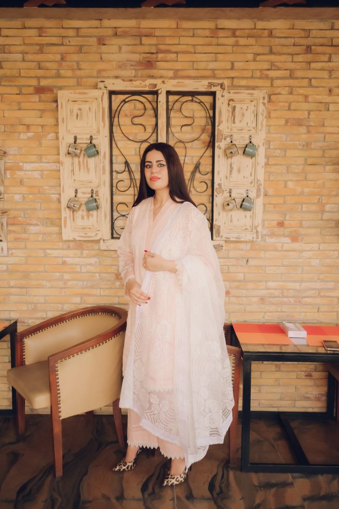 Blush Pink Embroidered Lawn Suit with Dupatta