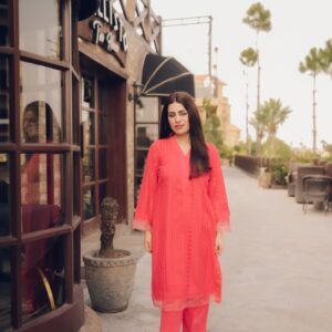 Coral Chikankari Two Piece Suit