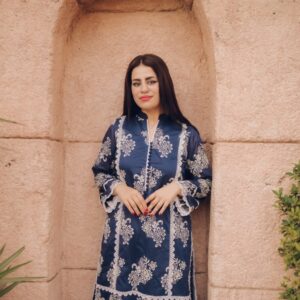 Navy Chikankari Embroidered Three Piece Suit | Classic Attire