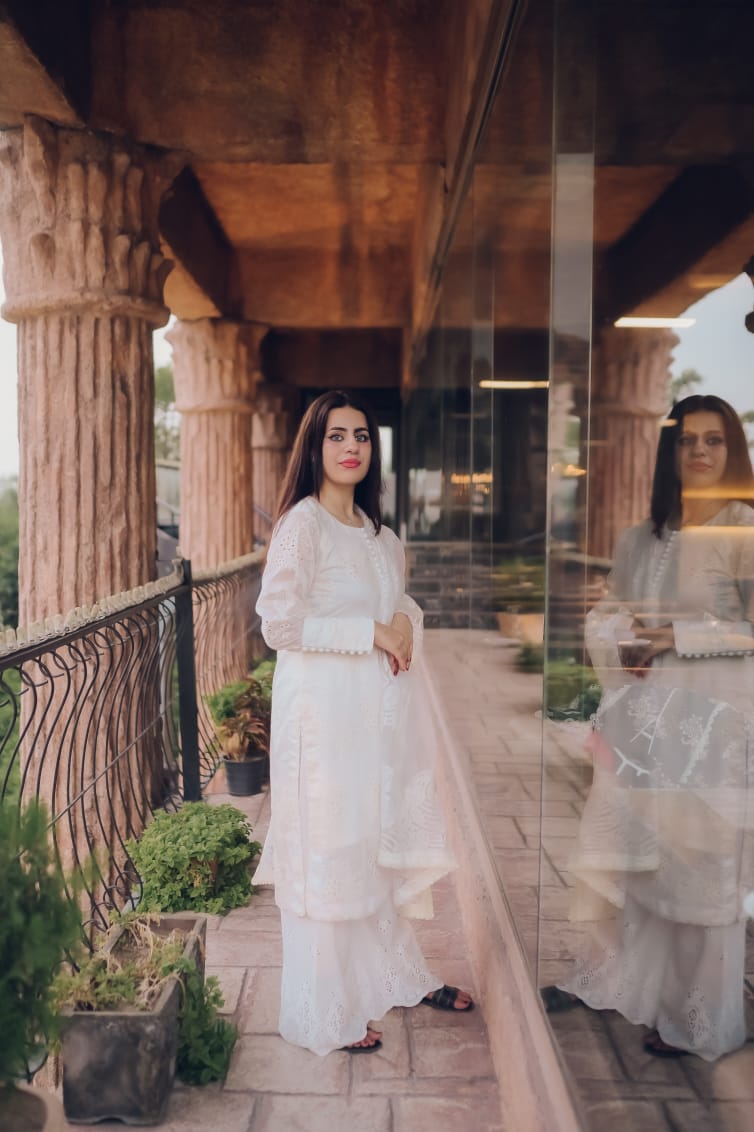 Pure White paper lawn Chikankari Three Piece Suit | Classic Attire - Image 5
