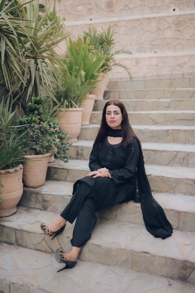 Black Chikankari Three Piece Suit | Classic Attire - Image 5