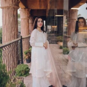 Pure White paper lawn Chikankari Three Piece Suit | Classic Attire